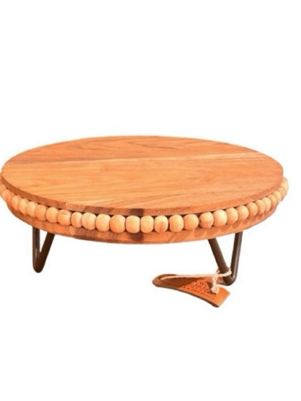🆕- Hand Cut Quality Acacia Wood and Polished Iron Serving Board/Riser